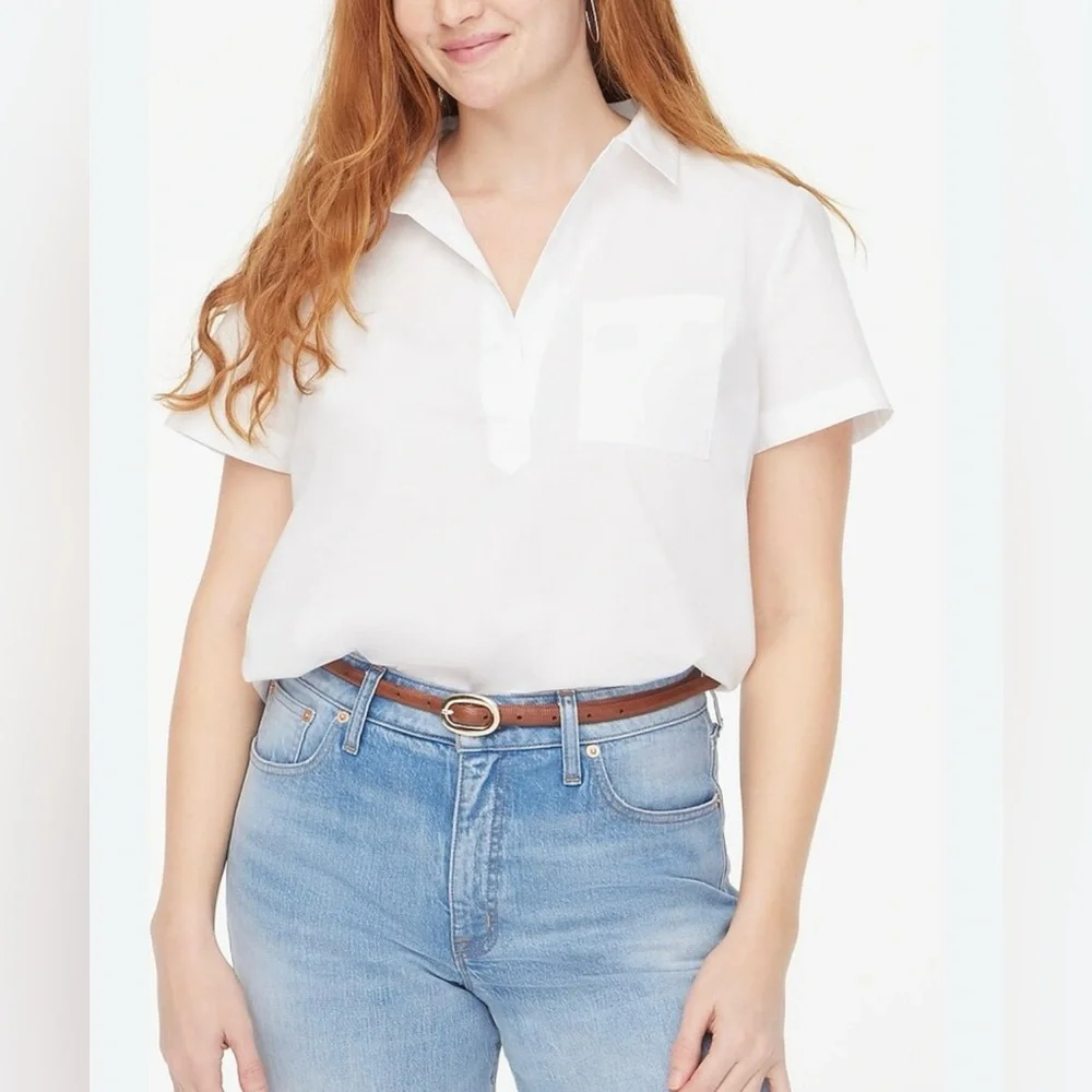 J.Crew Short-sleeve poplin popover top - Picture 2 of 7
